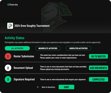 Activity Status - Outstanding Items